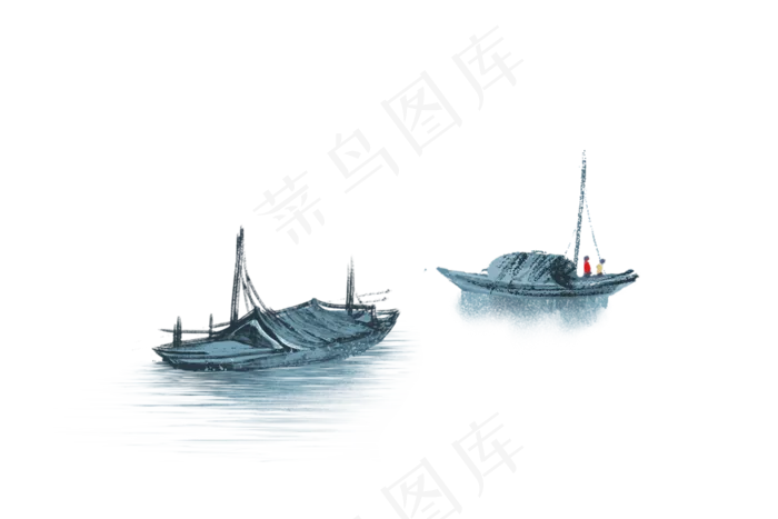 中国风水墨船只高清素材图