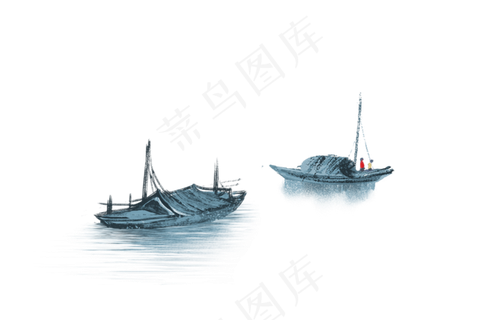 中国风水墨船只高清素材图