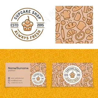 带烘焙图案的纸杯蛋糕店