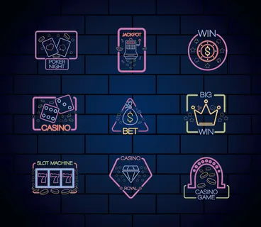 墙上的一捆赌场霓虹灯标签