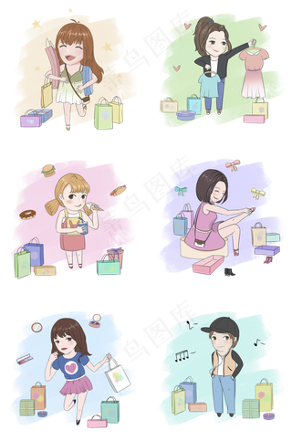 双十一狂欢购卡通手绘合集