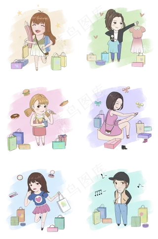 双十一狂欢购卡通手绘合集