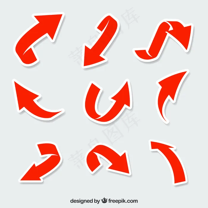 红色箭头贴纸现代包装eps,ai矢量模版下载