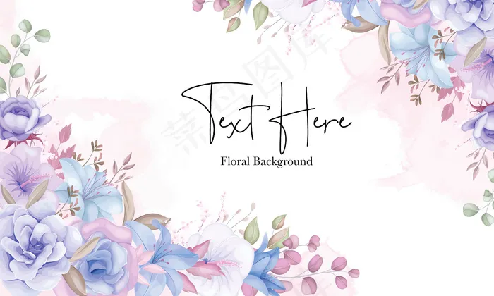 美丽柔和的粉红色和蓝色花朵背景