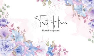 美丽柔和的粉红色和蓝色花朵背景