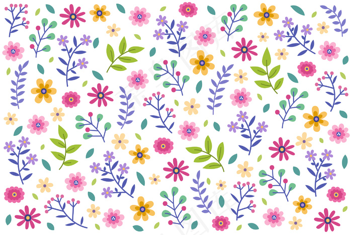 花朵无缝图案雏菊白背景