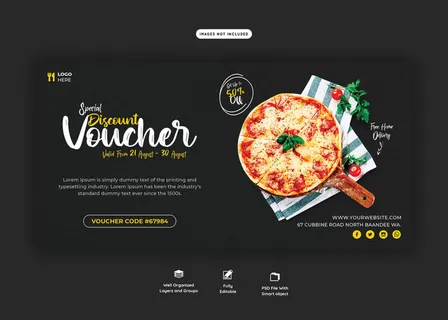 美食菜单和美味比萨饼礼券模板