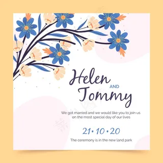 鲜花婚礼请柬模板