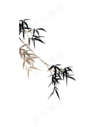 水墨免扣竹子元素