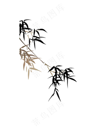 水墨免扣竹子元素