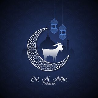 宰牲节穆巴拉克美丽的伊斯兰蓝色背景