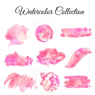 粉红色飞溅水彩设置图