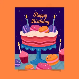 生日快乐，蛋糕和蜡烛