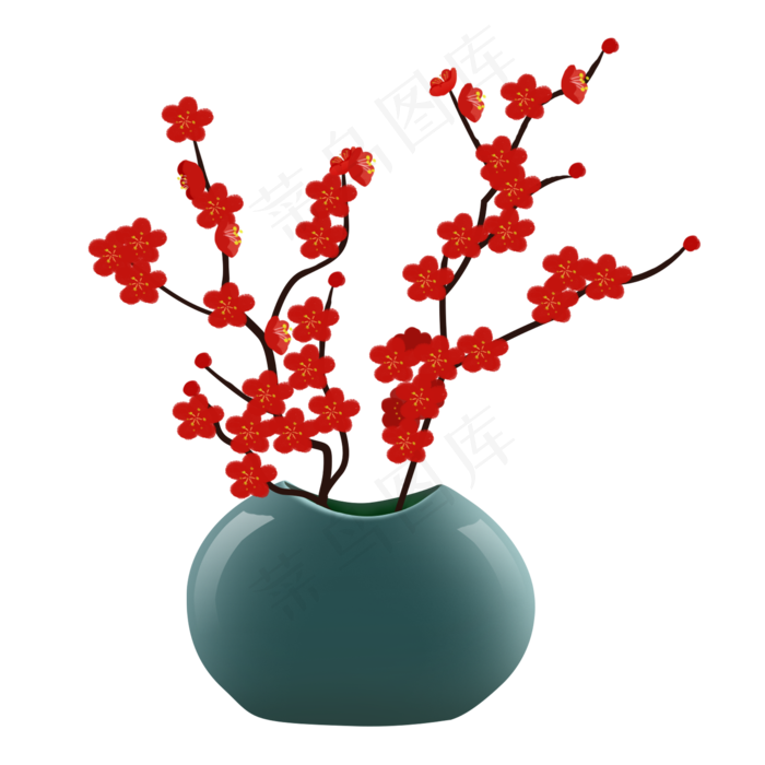 梅花花盆手绘图片