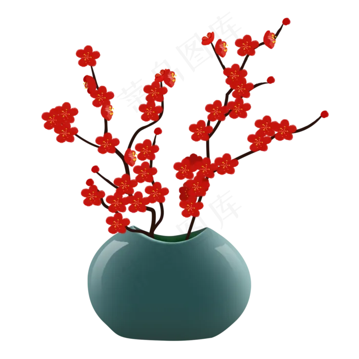 梅花花盆手绘图片
