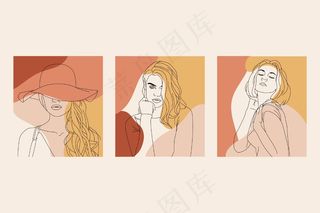 优雅线条艺术风格的女性