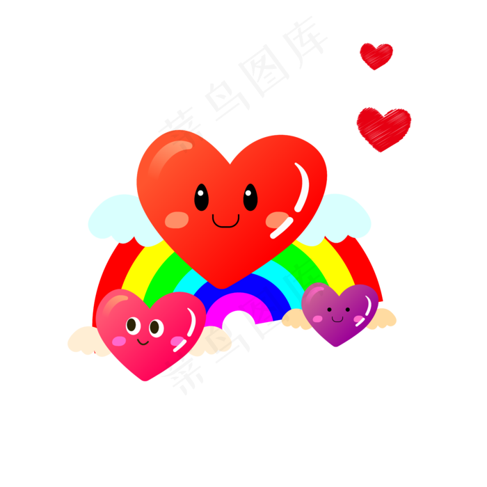 七夕情人节可爱表情爱心矢量设计