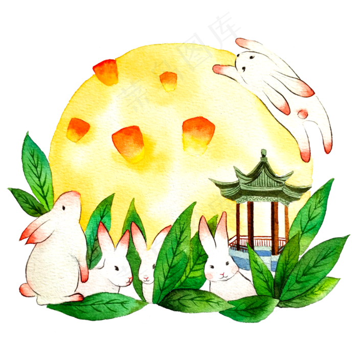 中秋八月十五圆月玉兔(3500X3500(DPI:300))psd模版下载