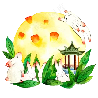 中秋八月十五圆月玉兔