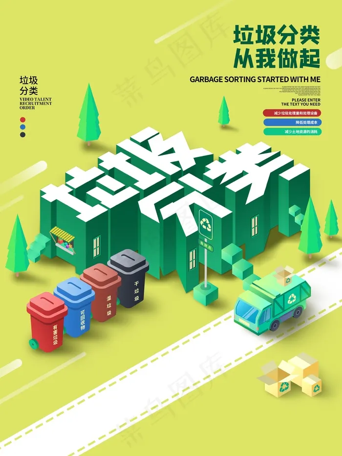 垃圾分类设计展板psd模版下载