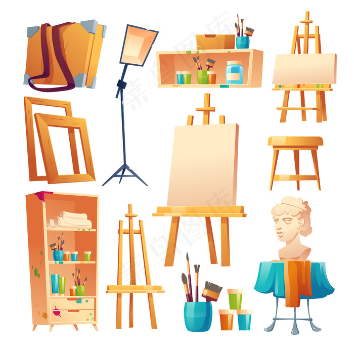 艺术家工作室艺术教室用品套装