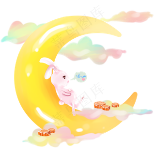 中秋玉兔和月亮