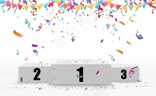 优胜者的背景和标志的第一，第二和第三名的基座。