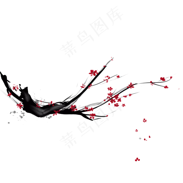 梅花冬天水墨(2000X2000(DPI:300))psd模版下载