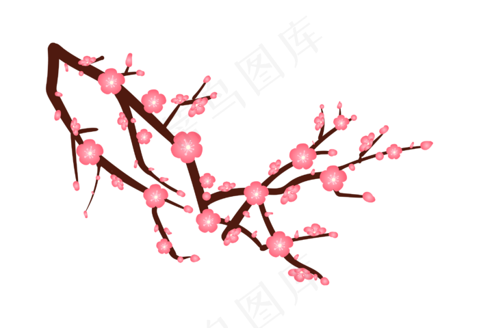 手绘中国风梅花插画