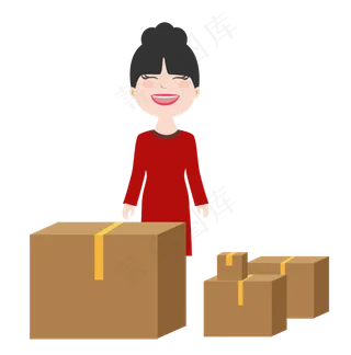 快递收货开心人物