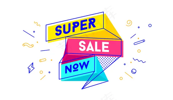 超级大甩卖。销售横幅banner与文字超级销售的情感，动机