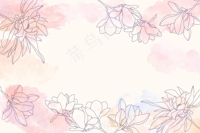 水彩复制空间背景与花卉手绘元素eps,ai矢量模版下载