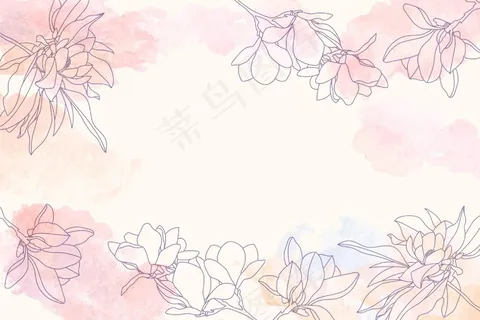水彩复制空间背景与花卉手绘元素