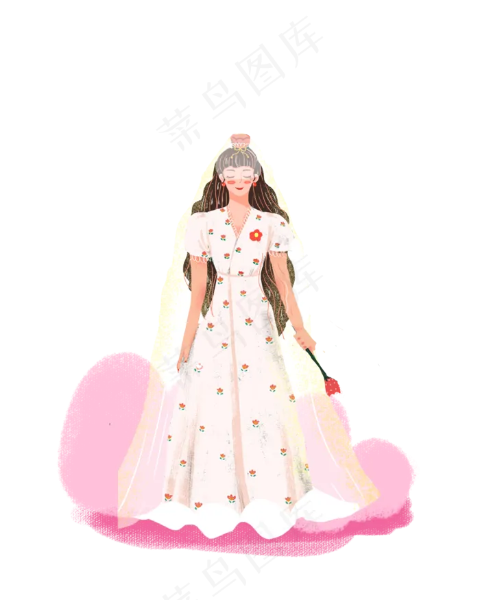 七夕浪漫新娘女孩png素材(2000X2500(DPI:300))psd模版下载