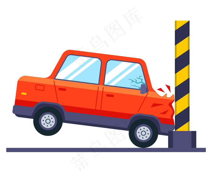 汽车碰撞试验。汽车撞到墙上了。