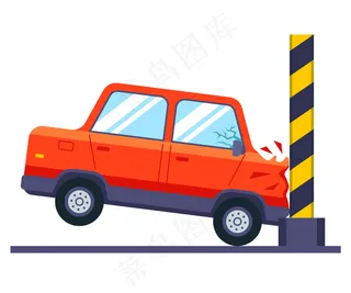 汽车碰撞试验。汽车撞到墙上了。