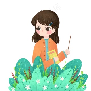 教师节老师绿色卡通小清新PNG