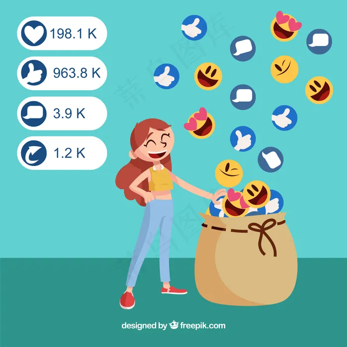 带有表情符号的Facebook影响者背景eps,ai矢量模版下载