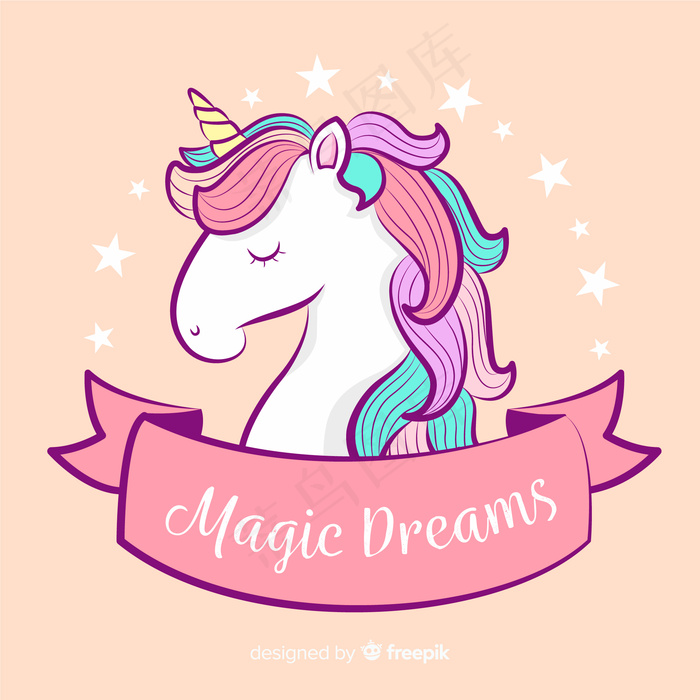 手绘独角兽背景