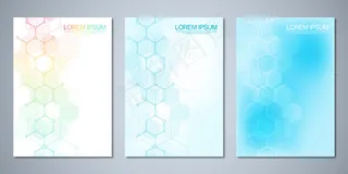 模板封面设计，宣传单,DM传单，分子背景。具有科技创新理念的模板设计。