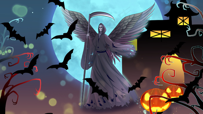 万圣节死神节日插画