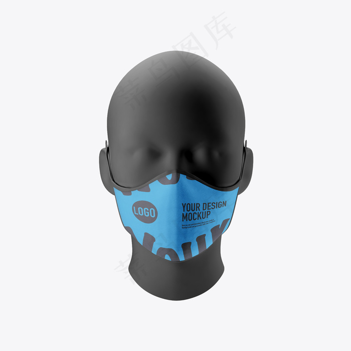 白色背景上隔离的医用面罩模型样机