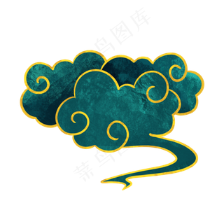 国潮风金边绿色祥云