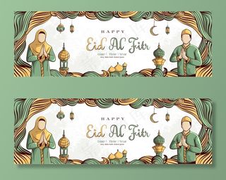 开斋节背景与*手绘和伊斯兰斋月装饰白色垃圾背景。