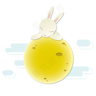 中秋剪纸风圆月玉兔