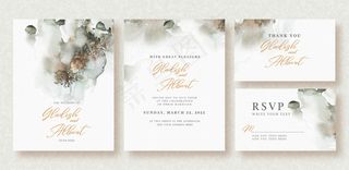 黑色水彩婚礼卡之美