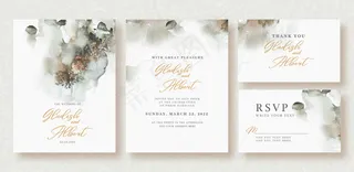 黑色水彩婚礼卡之美