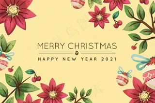 水彩画圣诞背景