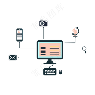 矢量手绘卡通电脑