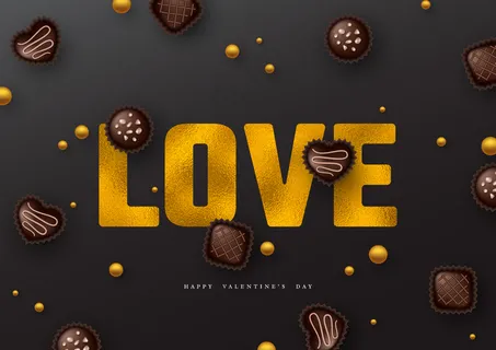 情人节假期背景。闪闪发光的文字与铝箔效果的爱情